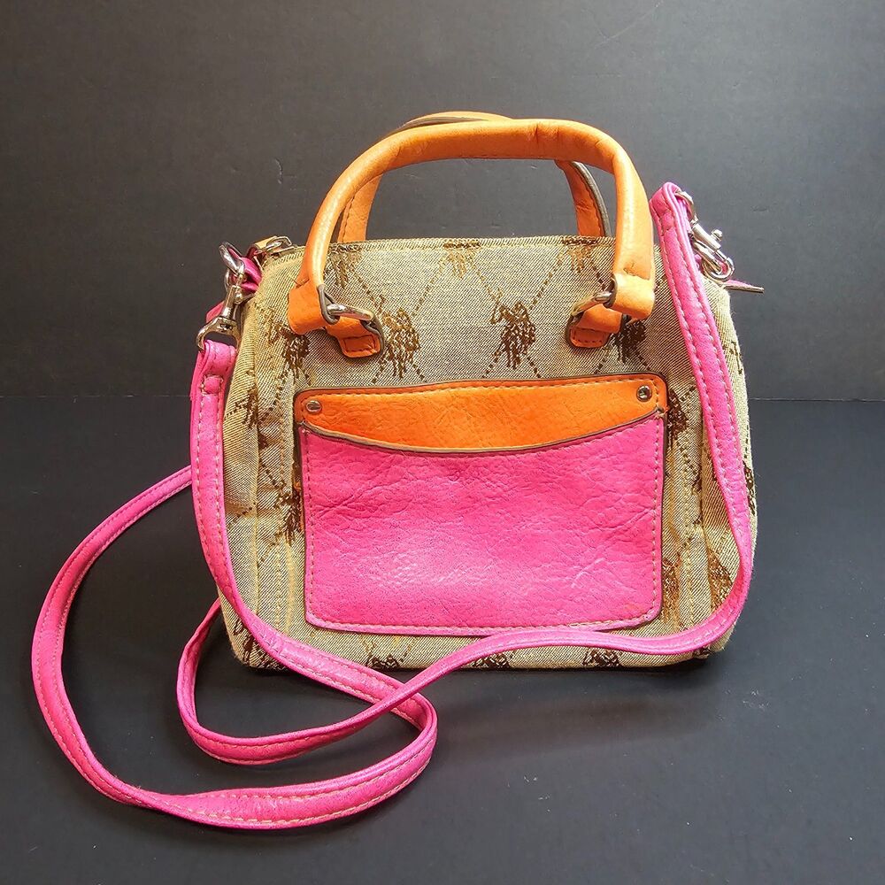 U.S. Polo Assn. Mini Handbag Jockey Logo Orange Pink Crossbody Purse